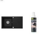 Zlewozmywak granitowy 1-komorowy z ociekaczem Zorba, nero oraz impregnat do zlewozmywaków granitowych Plus, 200 ml
