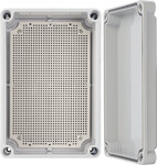 Корпус ABS 380x280x130, водонепроникний з пластиковими гвинтами та монтажною пластиною