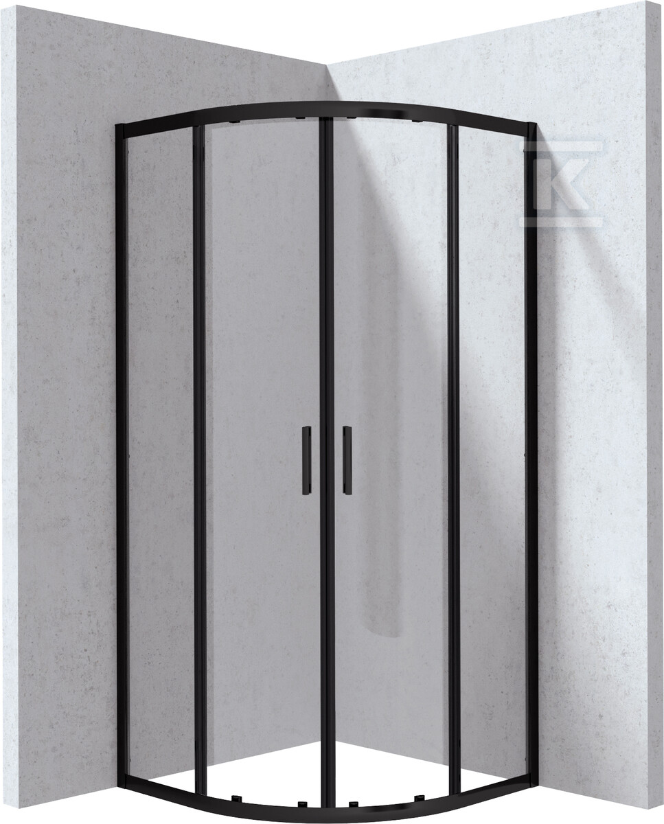 Душова кабіна Onnline New півкругла, профіль nero, прозоре скло 80x195см DMA221