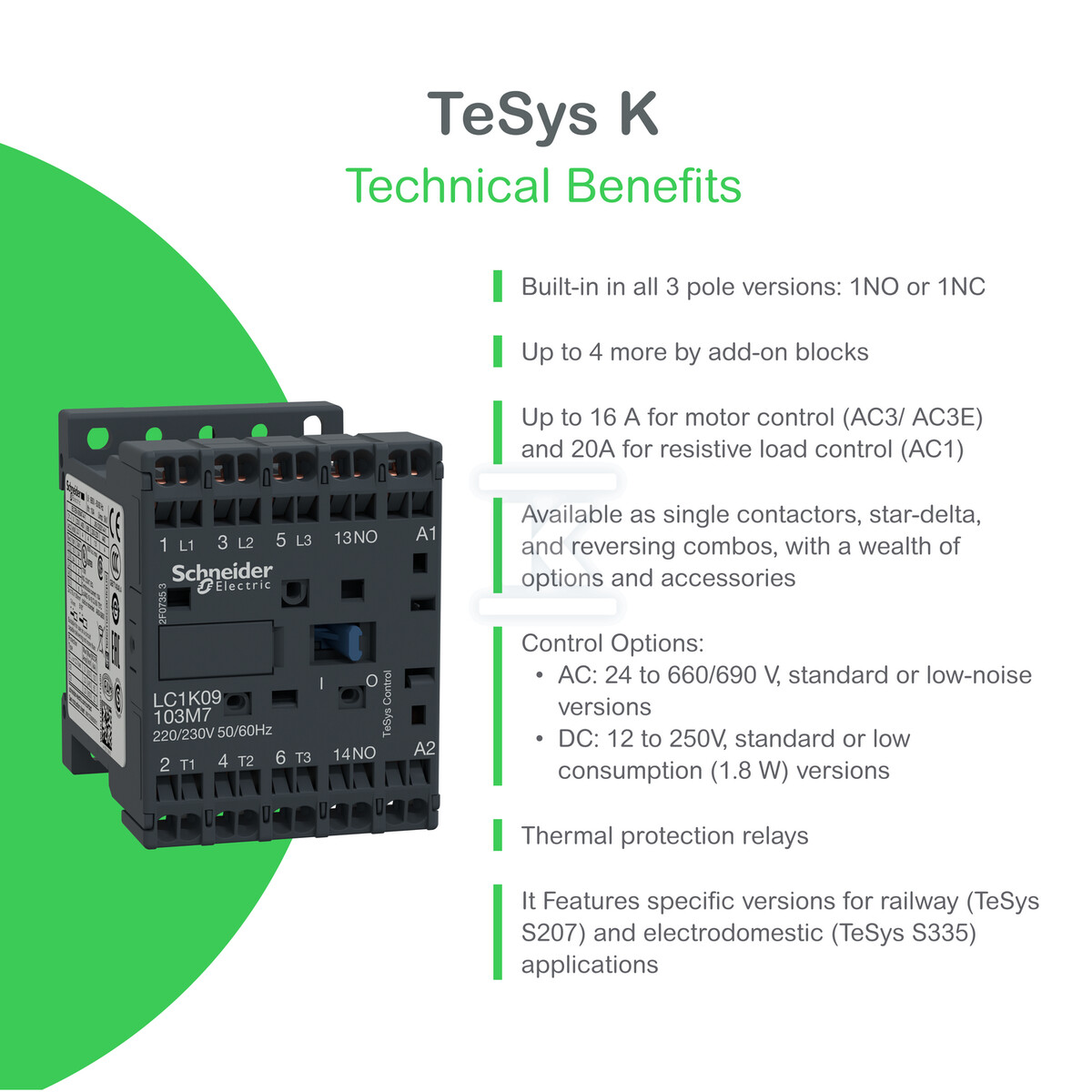 Силовий контактор TeSys K AC3 12A 3P - LC1K1210P7