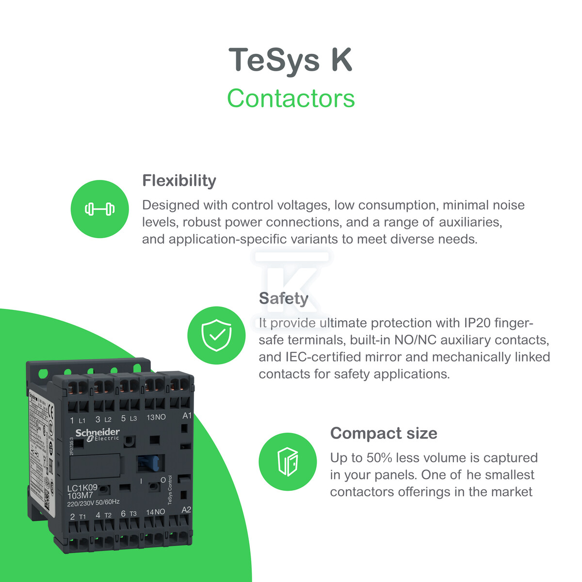 Силовий контактор TeSys K AC3 12A 3P - LC1K1210P7