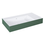 Umywalka LEVEL 80 lewa ścienna, solid-surface whitet/forest greent