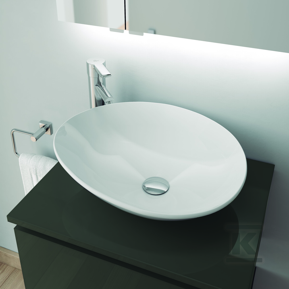 Umywalka OXY 50x42 blat, ceram white hg - RE040500118060