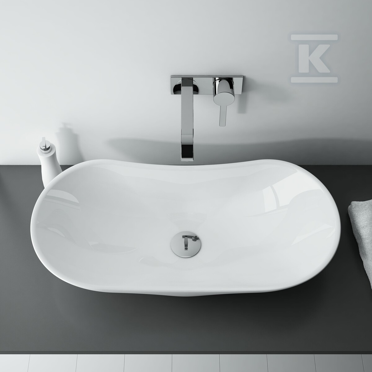 Umywalka PIATO 73x38 blat, ceram white - RE040730128060