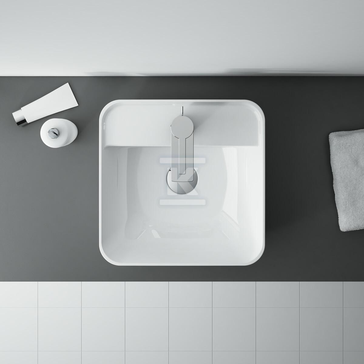 Umywalka TONIA 39x39 blat, ceram white - RE040390138060