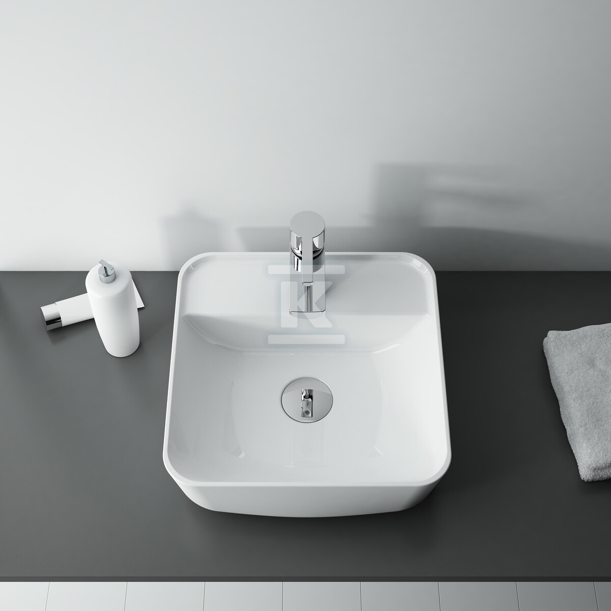 Umywalka TONIA 39x39 blat, ceram white - RE040390138060