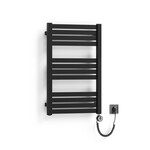 Grzejnik łazienkowy elektryczny ONNINEN PBV 540x810 kolor czarny mat Soft 9005, podłączenie ES, z grzałką MOA OEM Onnline 400W czarna, kabel spiralny z wtyczką [czarny]