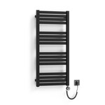 Grzejnik łazienkowy elektryczny ONNINEN PBV 540x1110 kolor czarny mat Soft 9005, podłączenie ES, z grzałką MOA OEM Onnline 600W czarna, kabel spiralny z wtyczką [czarny]