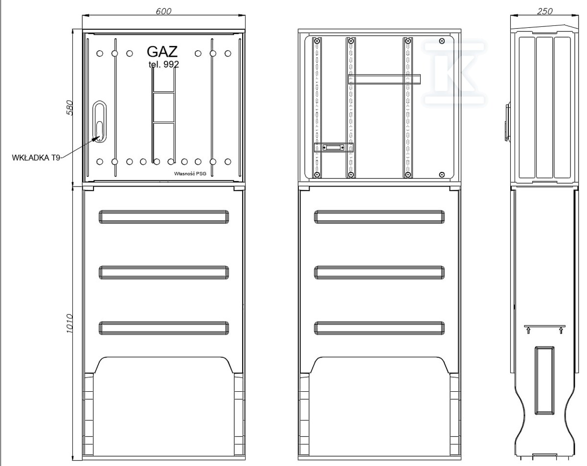 Szafka gazowa tworzywowa, typ SSTG, - IOBG-48216-07-527-H