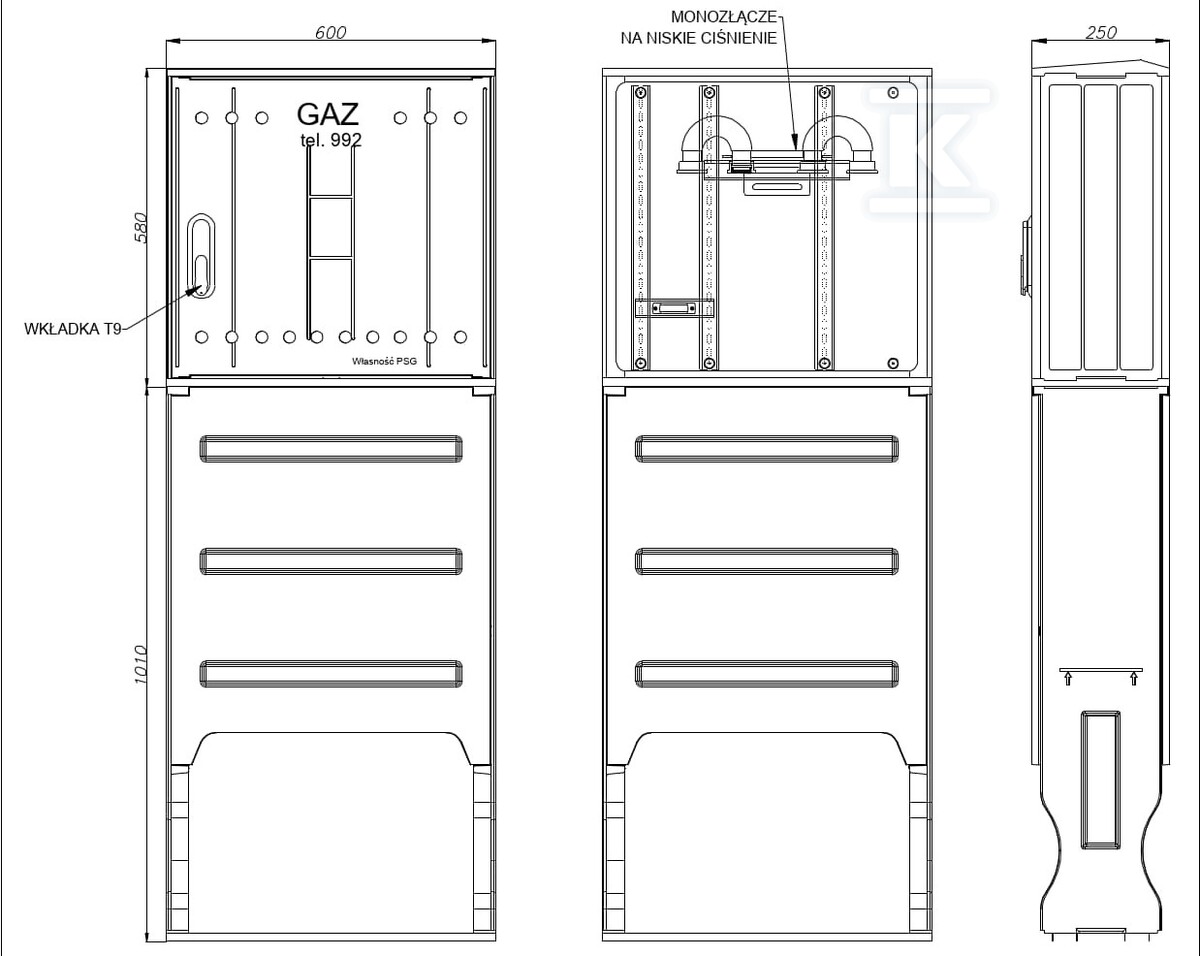 Szafka gazowa tworzywowa, typ SSTG, - IOBG-48216-07-529-H