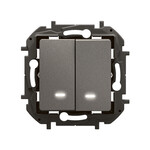 Підсвічений вимикач-прохідний 10AX сталевий, НОВИЙ NILOE