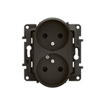 Розетка 2x2P+Z з кришкою, гвинтові затискачі 16A-250 V~ чорна, НОВА NILOE