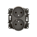 Розетка 2x2P+Z з кришкою, гвинтові затискачі 16A-250 V~ сталева, НОВА NILOE