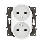 Розетка 2x2P+Z з кришкою, гвинтові затискачі 16A-250 V~ біла, НОВА NILOE
