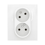 Розетка стандарт Чеський 2x2P+Z з кришкою, гвинтові затискачі - комплект 16A-250V~ білі, НОВІ NILOE
