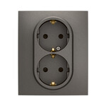 Розетка Schuko 2x2P+Z Monoblok з захисною шторкою, автоматичні затискачі 16A-250V~, сталева, НОВА NILOE