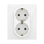Priză schuko 2x2P+Z Monobloc cu protecție pentru contacte, borne auto 16A-250V~ alb, NOU NILOE