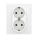 Розетка Schuko 2x2P+Z Monoblok гвинтові затискачі 16A-250V~ біла, НОВА NILOE
