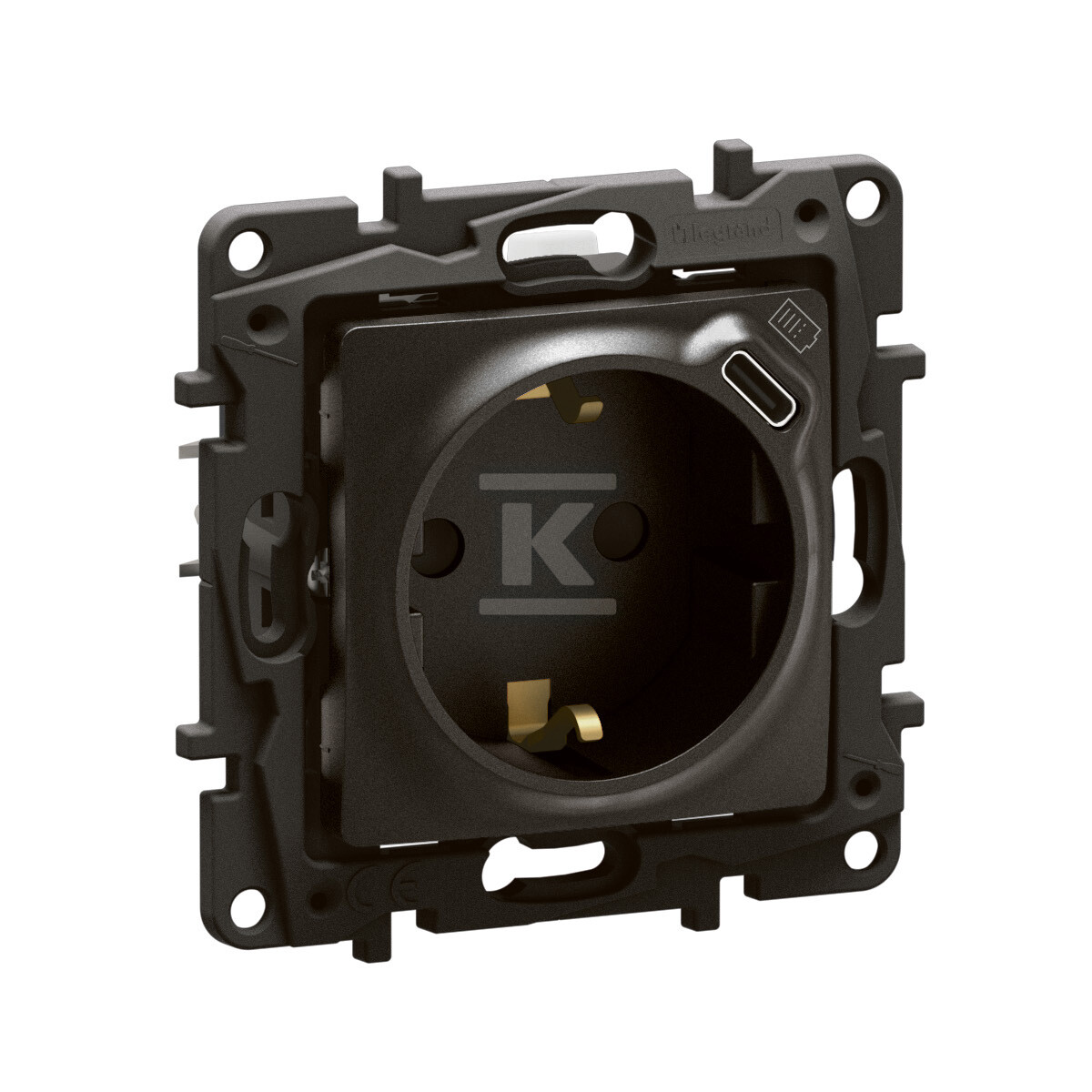 Гніздо Schuko 2P+Z з USB з заслінкою, - NP3312BK