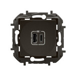 Розетка 2xUSB тип A+C-3A чорна, НОВА NILOE