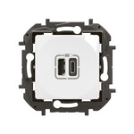 Розетка 2xUSB тип A+C-3A біла, НОВА NILOE