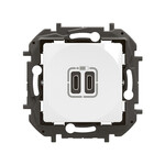 Розетка 2xUSB тип C+C-3A біла, НОВА NILOE