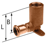Kolano ścienne z uszami GW Copper - 15 Rp1/2" L = 56 mm