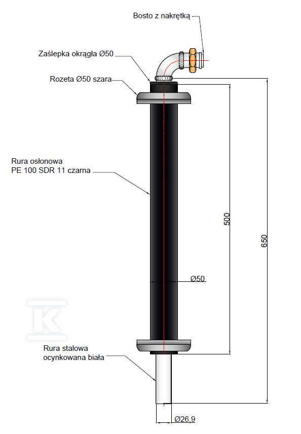 Прохід через стіну DN20 x розтруб 1 " - 05-30-0000-02