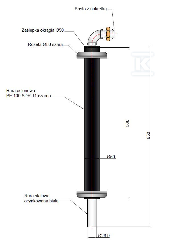 Прохід крізь стіну DN25 x розтруб 5/4" - 05-30-0000-07