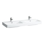 PRO S Umywalka podwójna ścienna 1300 x 460 mm, powłoka LCC Active</br>z jednym otworem na baterie w każdej komorze umywalki, z otworem przelewowym