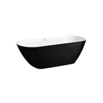 LUA wanna wolnostojąca 1700 x 750 mm, MARBOND, zintegrowany przelew, korek klik-klak chrom w komplecie, kolor zewnętrzny czarny połysk / wewnątrz biały połysk