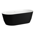 PRO wanna wolnostojąca 1650 x 750 mm, MARBOND, zintegrowany przelew, korek klik-klak chrom w komplecie, kolor zewnętrzny czarny mat/ wewnątrz biały połysk