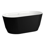 PRO wanna wolnostojąca 1500 x 700 mm, MARBOND, zintegrowany przelew, korek klik-klak chrom w komplecie, kolor zewnętrzny czarny mat / wewnątrz biały połysk
