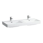 PRO S Umywalka podwójna ścienna 1200 x 460 mm</br>z jednym otworem na baterie w każdej komorze umywalki, z otworem przelewowym