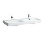 PRO S Umywalka podwójna ścienna 1200 x 460 mm, powłoka LCC</br>z jednym otworem na baterie w każdej komorze umywalki, z otworem przelewowym