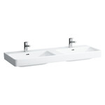 PRO S Umywalka podwójna ścienna 1300 x 460 mm, powłoka LCC</br>z jednym otworem na baterie w każdej komorze umywalki, z otworem przelewowym