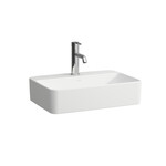 SAVOY Umywalka nablatowa prostokątna z półką na baterie 550 x 380 mm, kolor biały matowy</br>z otworem na baterię z otworem przelewowym