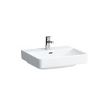 PRO S Umywalka ścienna 550 x 465 mm, powłoka LCC</br>z otworem na baterię na środku, z otworem przelewowym</br>szlifowany spód umywalki umożliwia postawienie na blacie