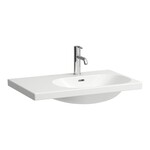 LUA Umywalka ścienna asymetryczna, półka po lewej stronie 750 x 460 mm, powłoka LCC</br>z otworem na baterię, z otworem przelewowym
