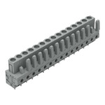 Gniazdo THT, konstrukcja prosta, raster 5 mm, 15-biegunowe pin lutowniczy 0,6 x 1,0 mm, szary