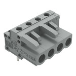 Gniazdo THT, konstrukcja kątowa, raster 5 mm, 4-biegunowe pin lutowniczy 0,6 x 1,0 mm, szary