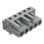 Gniazdo THT, konstrukcja kątowa, raster 5 mm, 5-biegunowe pin lutowniczy 0,6 x 1,0 mm, szary