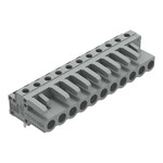 Gniazdo THT, konstrukcja kątowa, raster 5 mm, 11-biegunowe pin lutowniczy 0,6 x 1,0 mm, szary