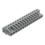 Gniazdo THT, konstrukcja kątowa, raster 5 mm, 15-biegunowe pin lutowniczy 0,6 x 1,0 mm, szary