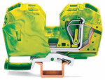 Złączka PE 2-przewodowa, 35 mm2, ze zintegrowaną ścianką końcową, opis z boku i na środku, tylko na szynę TS 35 x 15, CAGE CLAMP®, 35,00 mm2, żółto-zielony