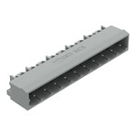 Wtyk THT, pin lutowniczy 1,0 x 1,0 mm, konstrukcja kątowa, raster 5 mm, 10-biegunowe szary