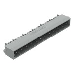 Wtyk THT, pin lutowniczy 1,0 x 1,0 mm, konstrukcja kątowa, raster 5 mm, 12-biegunowe szary