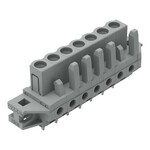 Gniazdo THT, konstrukcja prosta, raster 5 mm, 7-biegunowe kołnierz mocujący, pin lutowniczy 0,6 x 1,0 mm, szary