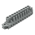 Gniazdo THT, konstrukcja prosta, raster 5 mm, 10-biegunowe kołnierz mocujący, pin lutowniczy 0,6 x 1,0 mm, szary