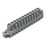 Gniazdo THT, konstrukcja prosta, raster 5 mm, 12-biegunowe kołnierz mocujący, pin lutowniczy 0,6 x 1,0 mm, szary